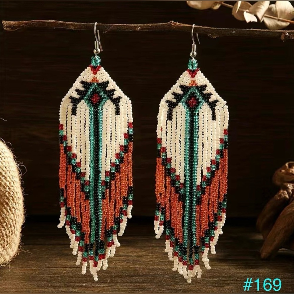 #169 | Handmade Beaded Tassel Dangle Earrings